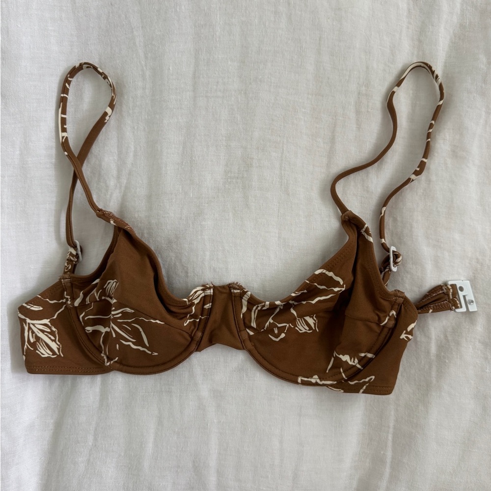 Brown Floral Stone Fox Swim Underwire Bikini Top